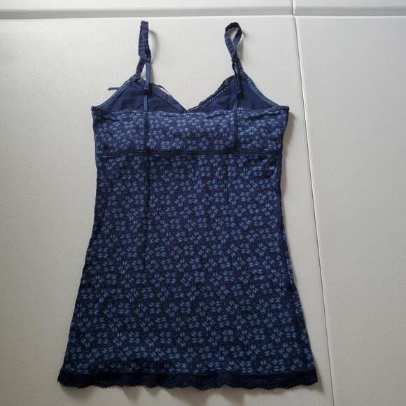 Y2K American Eagle Tank Top Women Small Blue Floral Lace Babydoll Shelf Bra Cami - Picture 3 of 9
